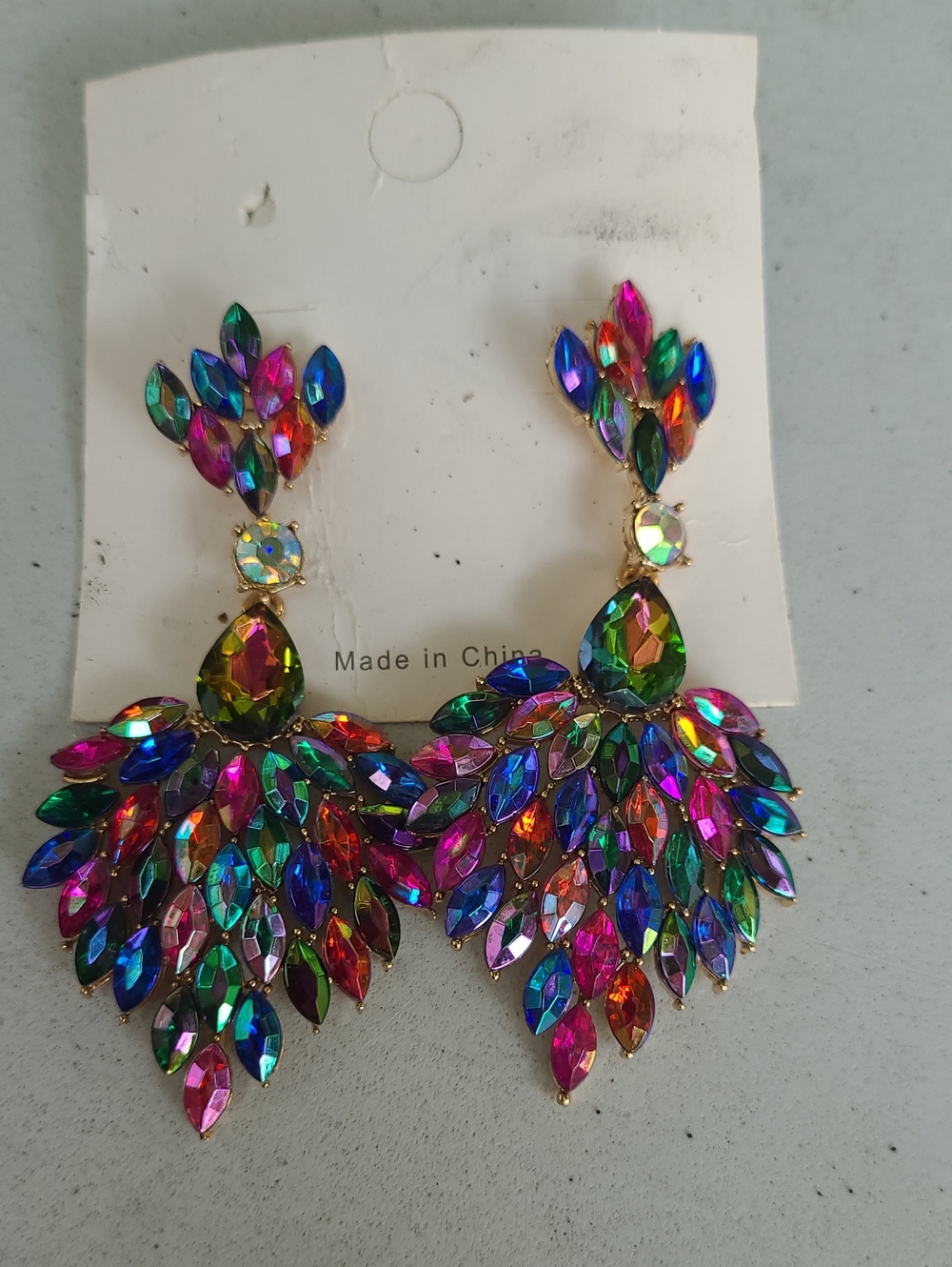 Multicolor Crystal Statement Drop Earrings - Women Jewelry